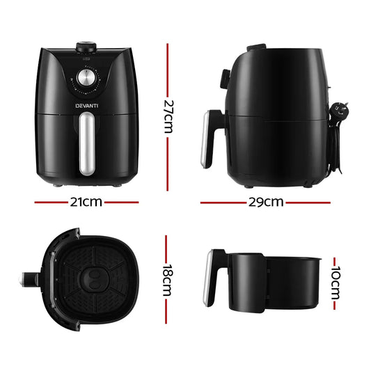 Devanti Air Fryer 2.5L Knob Fryers - Mekamart Australia