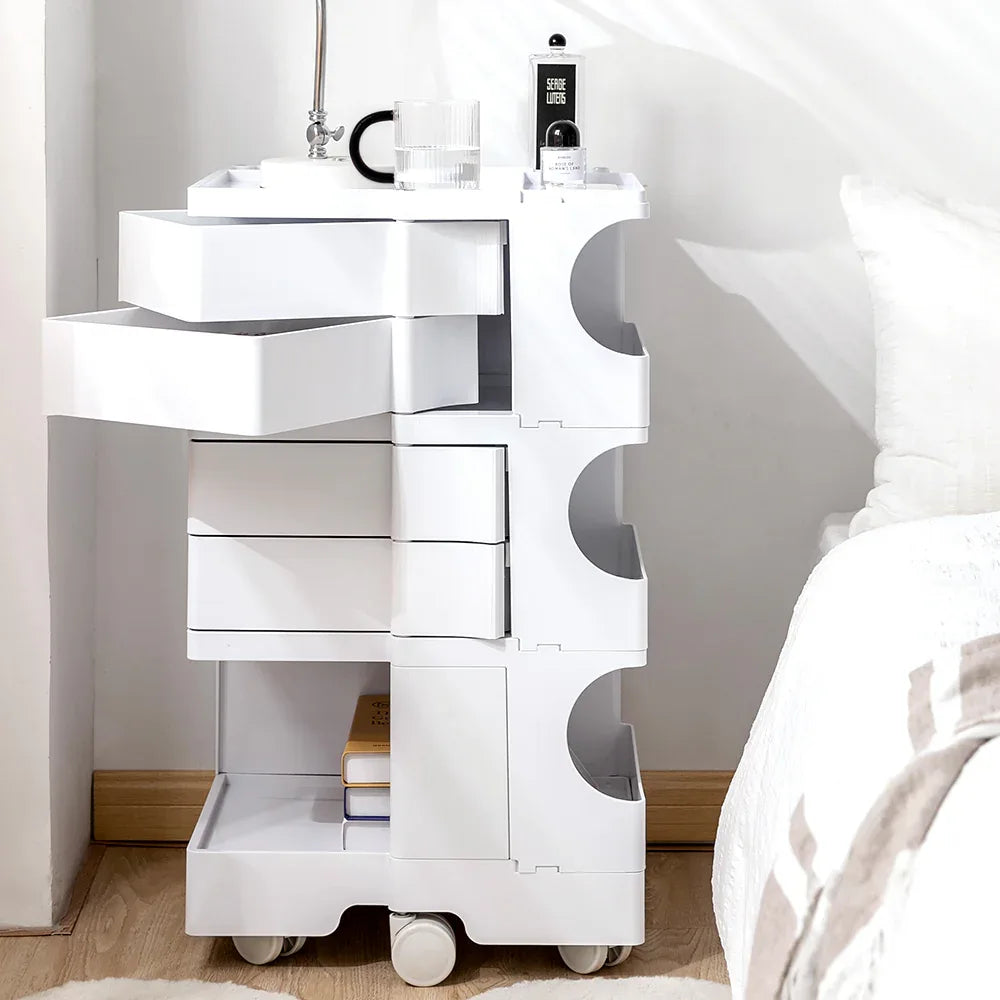 Artiss Storage Trolley Cart Bedside Table 5 Tier White - Mekamart Australia