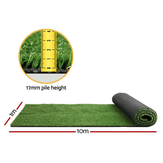 Prime Turf Artificial Grass Synthetic 20 SQM Fake Lawn 17mm 1X10M - Mekamart Australia