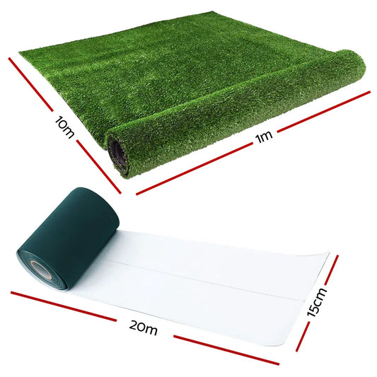 Prime Turf 2x10m Artificial Grass Synthetic Fake 20SQM Turf Lawn 17mm Tape - Mekamart Australia