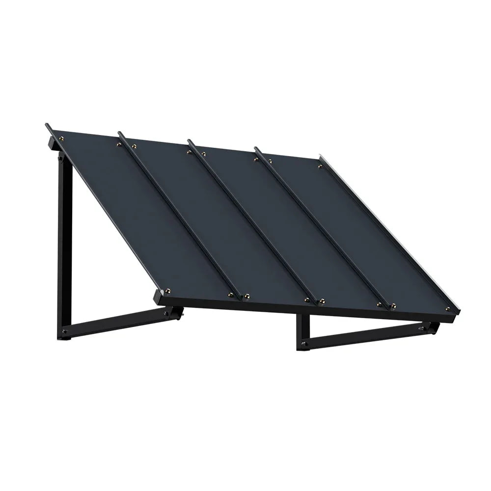 Instahut Window Door Awning Canopy 1mx1.2m Black Metal Frame - Mekamart Australia