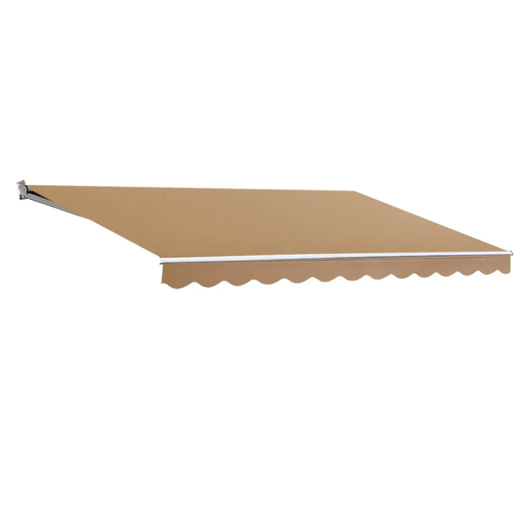 Instahut Retractable Folding Arm Awning Manual Sunshade 2.5Mx2M Beige - Mekamart Australia