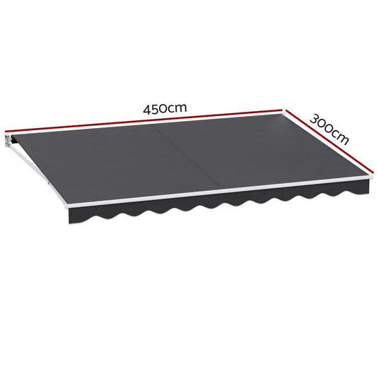Instahut Retractable Folding Arm Awning Motorised Sunshade 4.5Mx3M Grey - Mekamart Australia