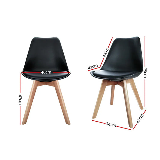 Artiss Dining Chairs Set of 4 Leather Plastic DSW Replica Wooden Black - Mekamart Australia