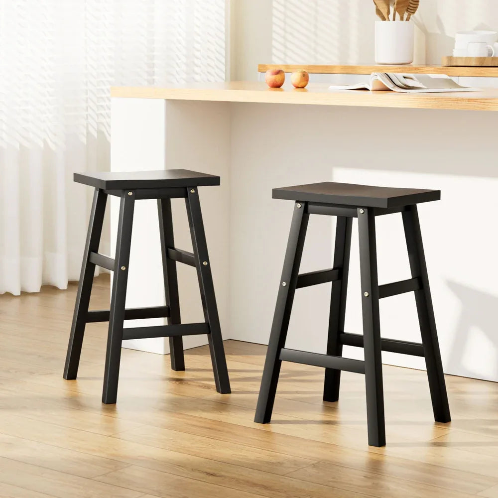 Artiss Bar Stools Kitchen Counter Stools Wooden Chairs Black x2 - Mekamart Australia