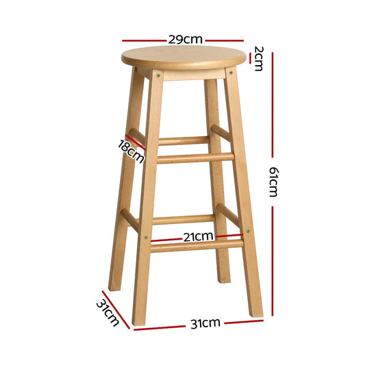 Artiss 2x Bar Stools Round Chairs Wooden Nature - Mekamart Australia