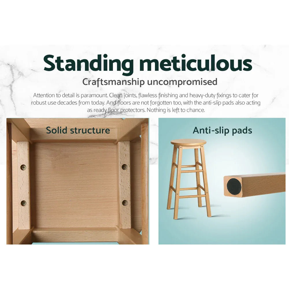 Artiss 2x Bar Stools Round Chairs Wooden Nature - Mekamart Australia