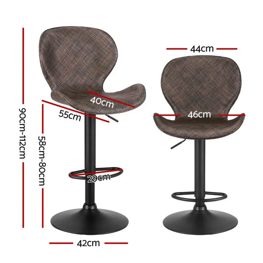 Artiss 4x Bar Stools Kitchen Swivel Gas Lift Counter Chair Wing PE Rattan Brown - Mekamart Australia