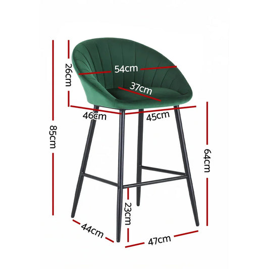 Artiss 4x Bar Stools Kitchen Dining Chair Counter Stool Tub Velvet Metal Green - Mekamart Australia