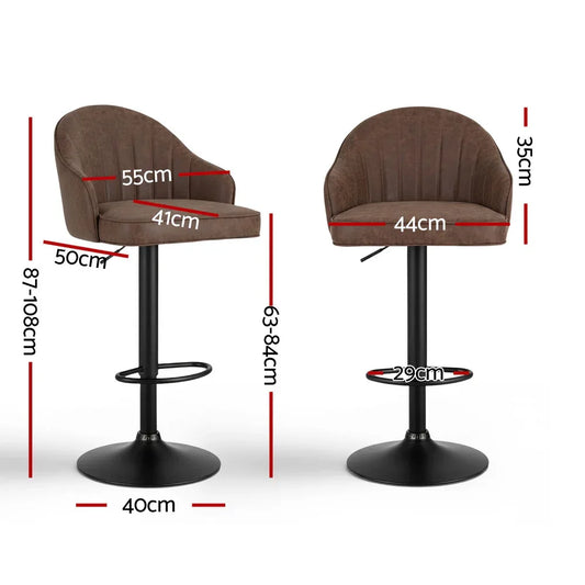 Artiss 4x Bar Stools Kitchen Swivel Gas Lift Counter Chair Shell Leather Brown - Mekamart Australia