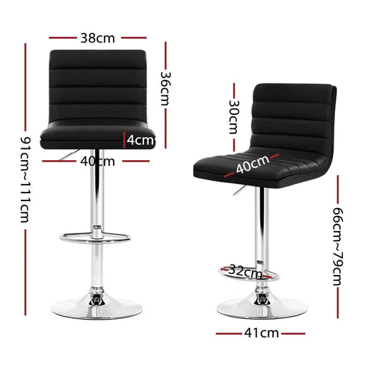 Artiss 4x Bar Stools Padded Leather Gas Lift Black - Mekamart Australia