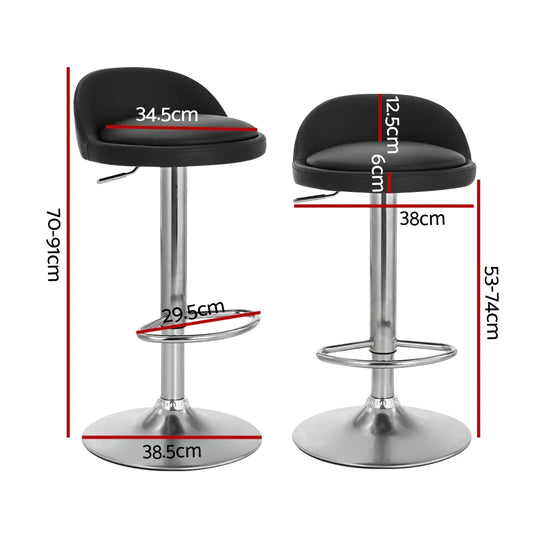 Artiss 4x Bar Stools PU Leather Gas Lift Black - Mekamart Australia