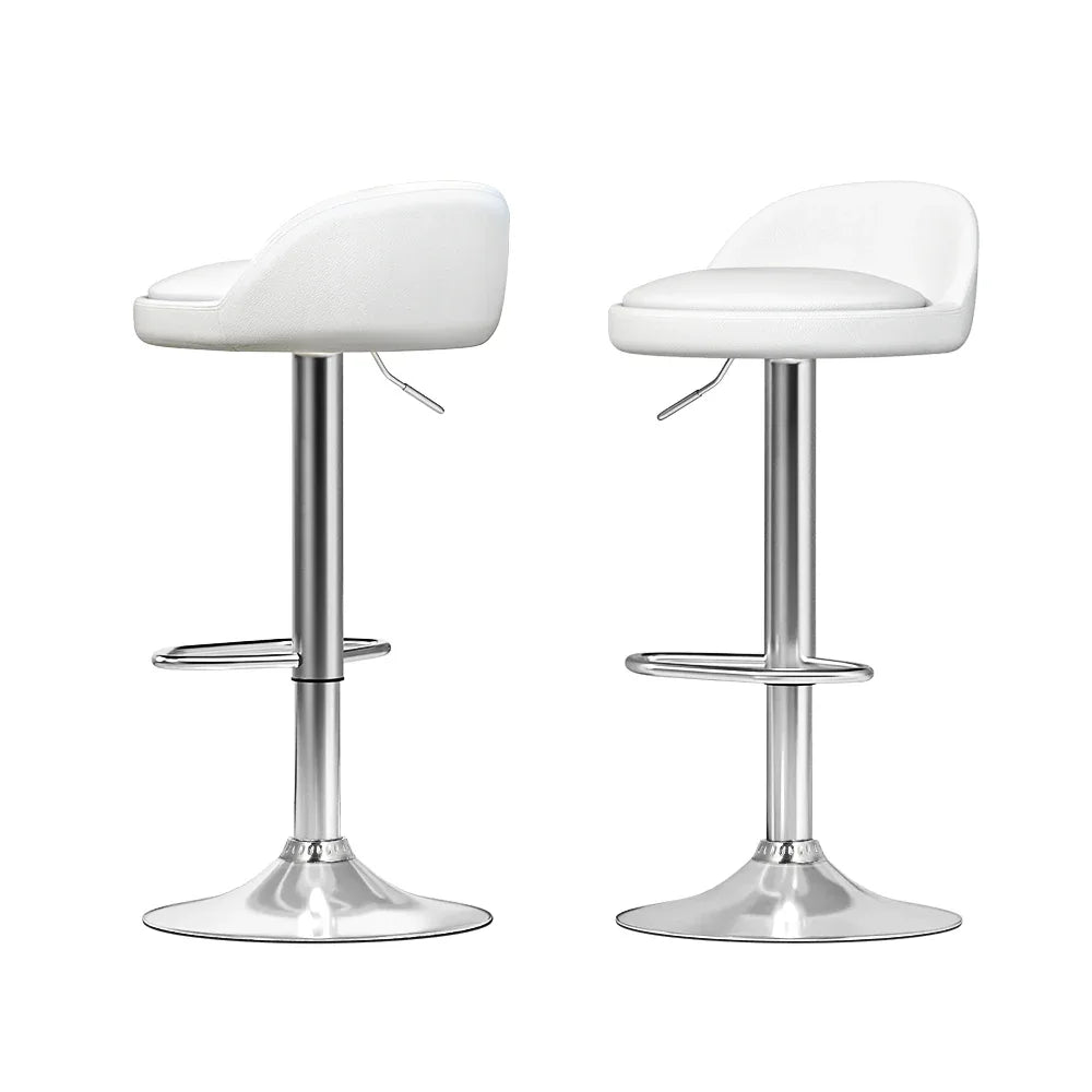 Artiss 2x Bar Stools PU Leather Gas Lift White - Mekamart Australia