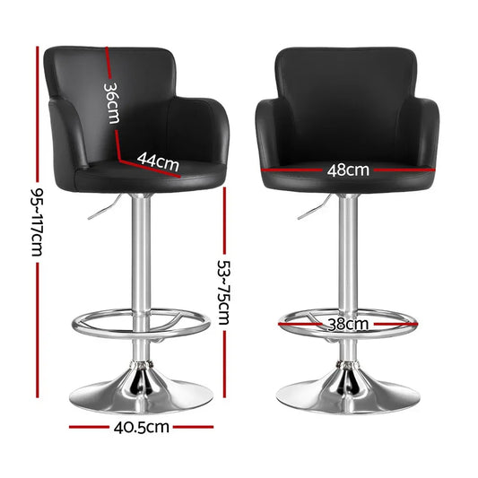 Artiss 1x Leather Bar Stools Swivel Adjustable Gas Lift PU Counter Chairs Black - Mekamart Australia