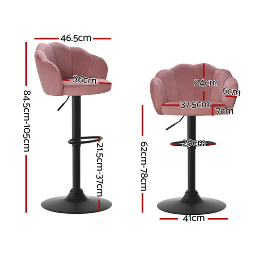 Artiss 4x Bar Stools Gas Lift Velvet Pink - Mekamart Australia