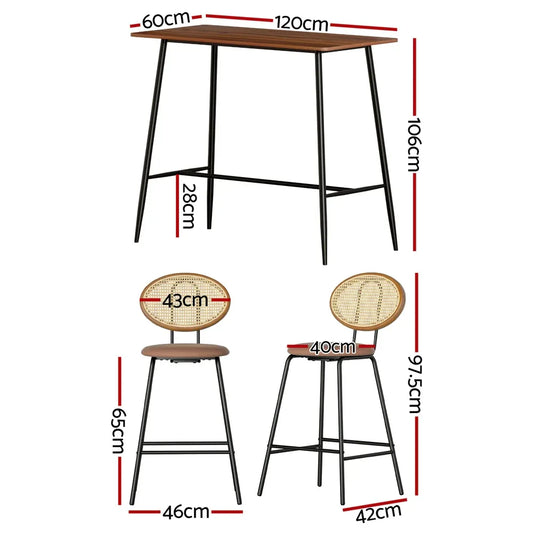 Artiss Bar Table Stools Set Dining Desk Industrial Kitchen Chairs Cafe Pub - Mekamart Australia