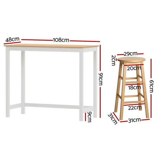 Artiss Bar Table and Stools Set Dining Desk Kitchen Chairs Cafe Pub - Mekamart Australia