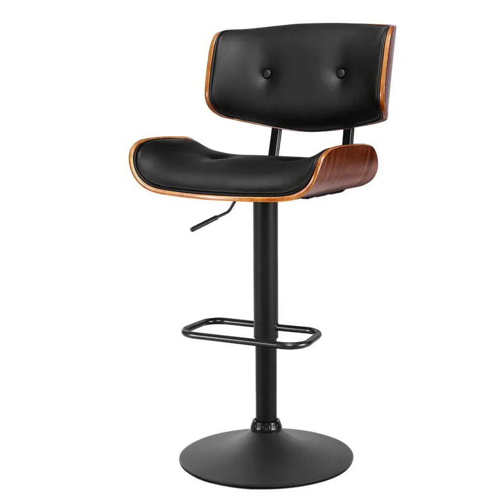 Artiss Bar Stools Gas Lift Leather All Black - Mekamart Australia
