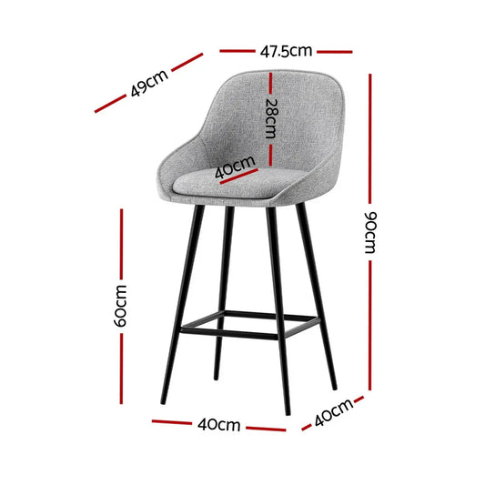 Artiss 2x Bar Stools Upholstered Stool Counter Seat Kitchen Dining Chairs - Mekamart Australia