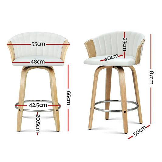 Artiss Bar Stools Kitchen Leather Barstools Swivel Counter Chairs x2 - Mekamart Australia