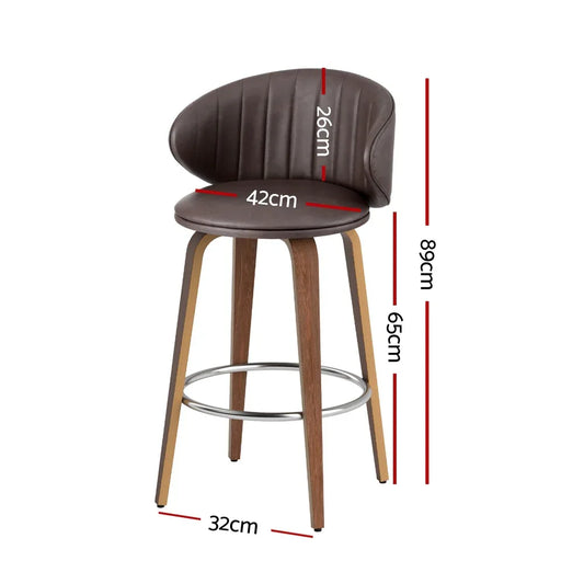4x Artiss Bar Stools Dining Chairs Contoured Leather Wood Stool - Mekamart Australia