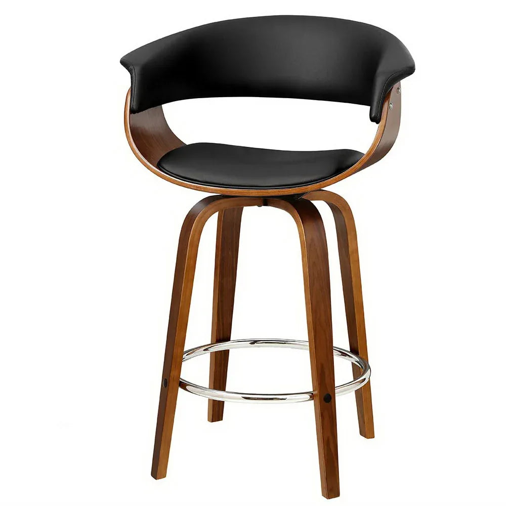 Artiss Bar Stools Swivel PU Seat Wooden - Mekamart Australia