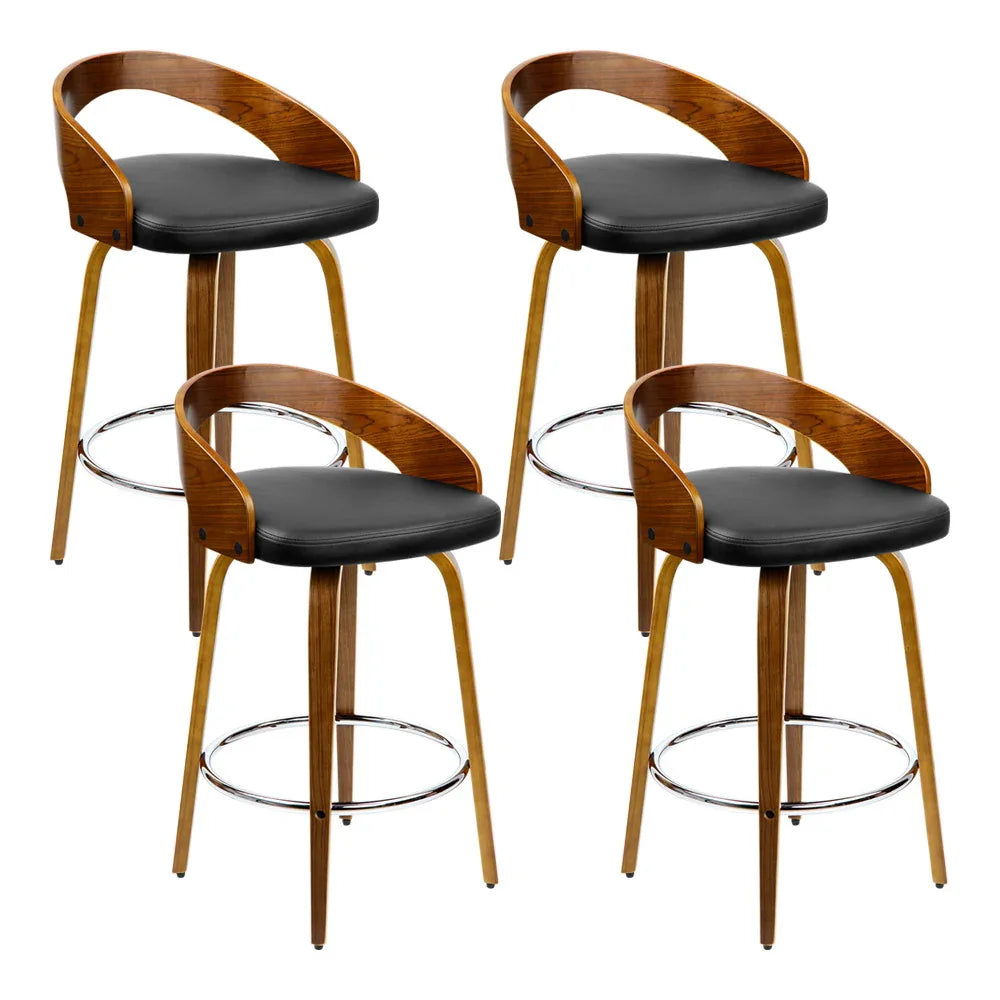 Artiss 4x Bar Stools Swivel Seat Curving Backrest - Mekamart Australia