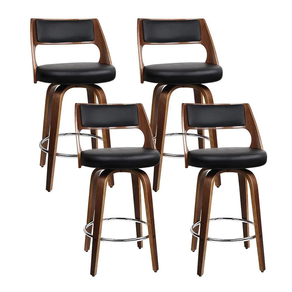 Artiss 4x Bar Stools Swivel Leather Chair 76cm - Mekamart Australia