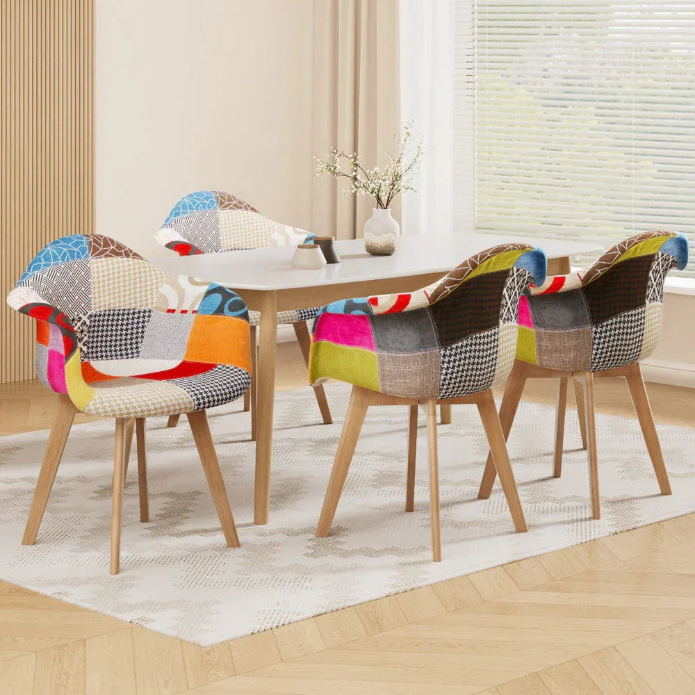 Artiss Dining Chairs Set of 4 Fabric Retro Replica DSW - Mekamart Australia