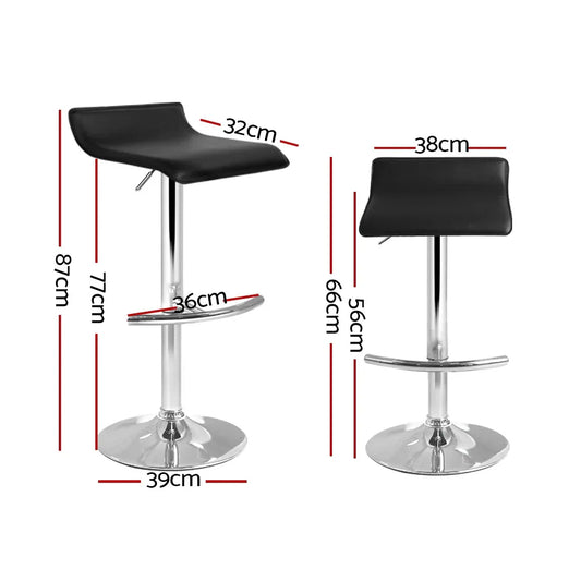 Artiss 2x Bar Stools Adjustable Gas Lift Chairs Black - Mekamart Australia