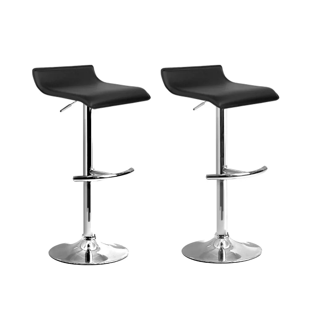 Artiss 2x Bar Stools Adjustable Gas Lift Chairs Black - Mekamart Australia