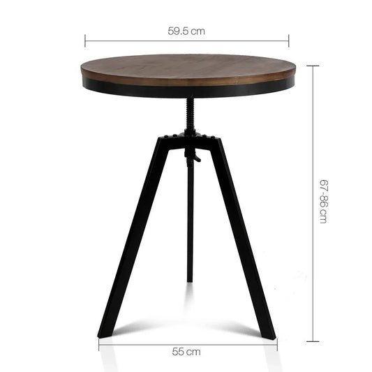 Artiss Bar Table 67-86CM Height Round Brown - Mekamart Australia