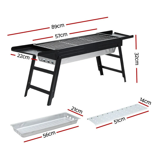 Grillz Charcoal BBQ Grill Smoker Portable Barbecue Outdoor Foldable Camping - Mekamart Australia