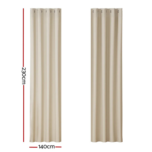 Artiss 2X Blockout Curtains Eyelet 140x230cm Beige - Mekamart Australia