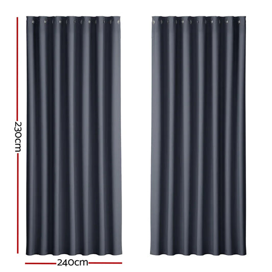 Artiss 2X Blockout Curtains Eyelet 240x230cm Charcoal - Mekamart Australia