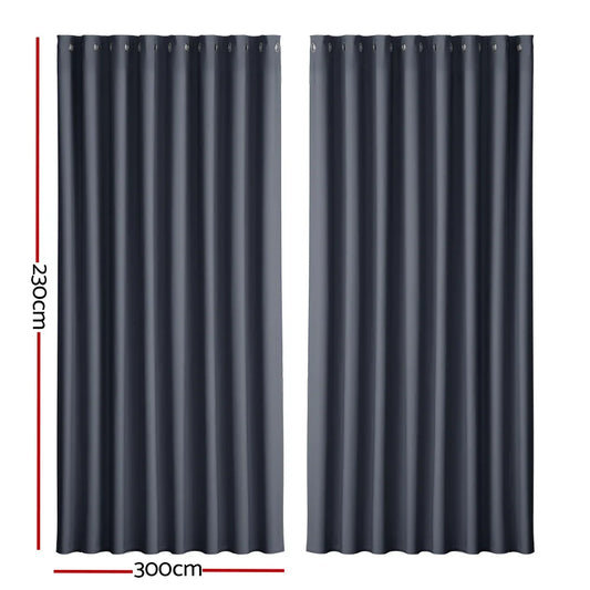 Artiss 2X Blockout Curtains Eyelet 300x230cm Charcoal - Mekamart Australia