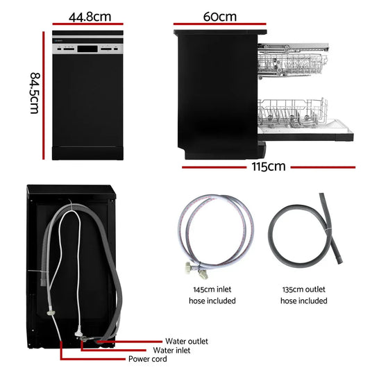 Devanti 10 Place Settings Freestanding Dishwasher Black - Mekamart Australia