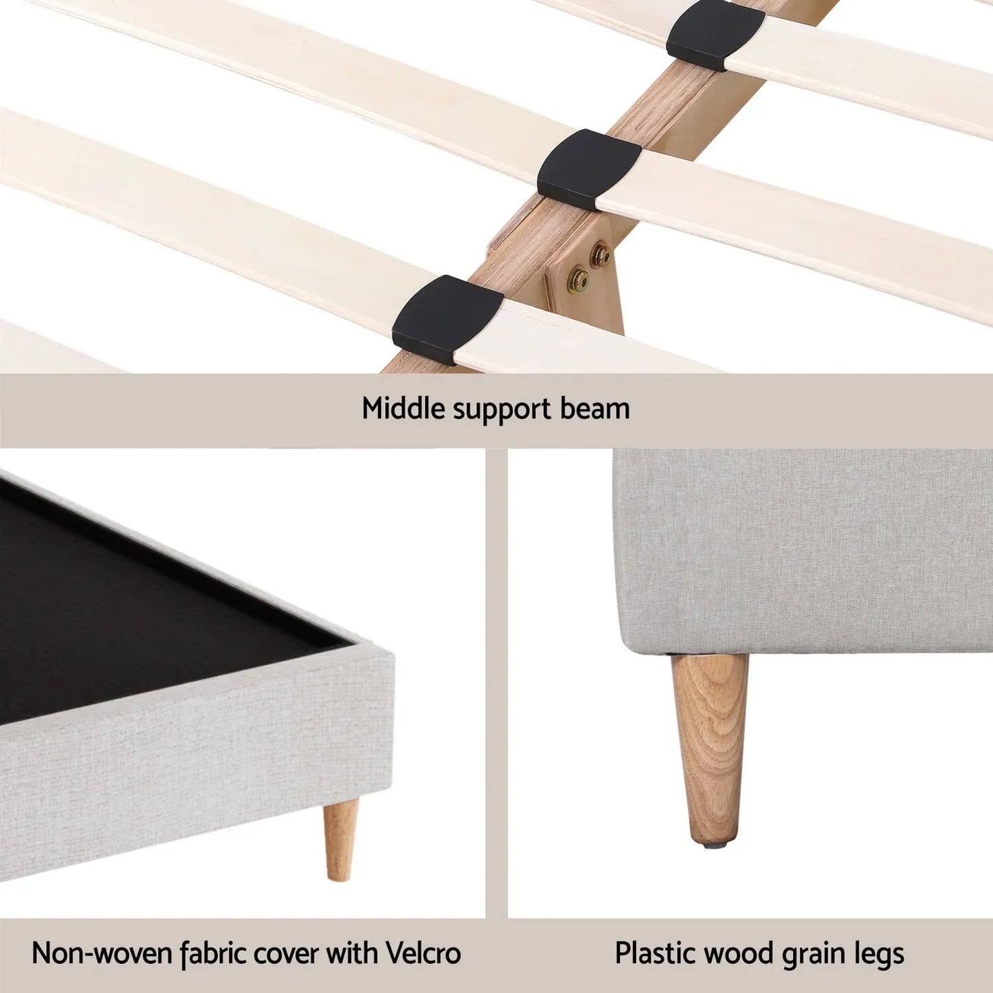 Artiss Bed Frame Double Size Beige ZORA - Mekamart Australia