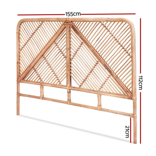Artiss Bed Headboard Queen Bedhead Rattan - FRED Pine - Mekamart Australia