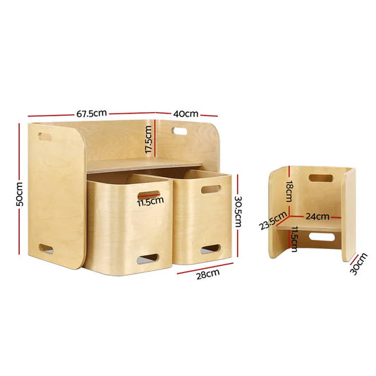 Keezi 3PCS Kids Table and Chairs Set Multifunctional Storage Desk - Mekamart Australia