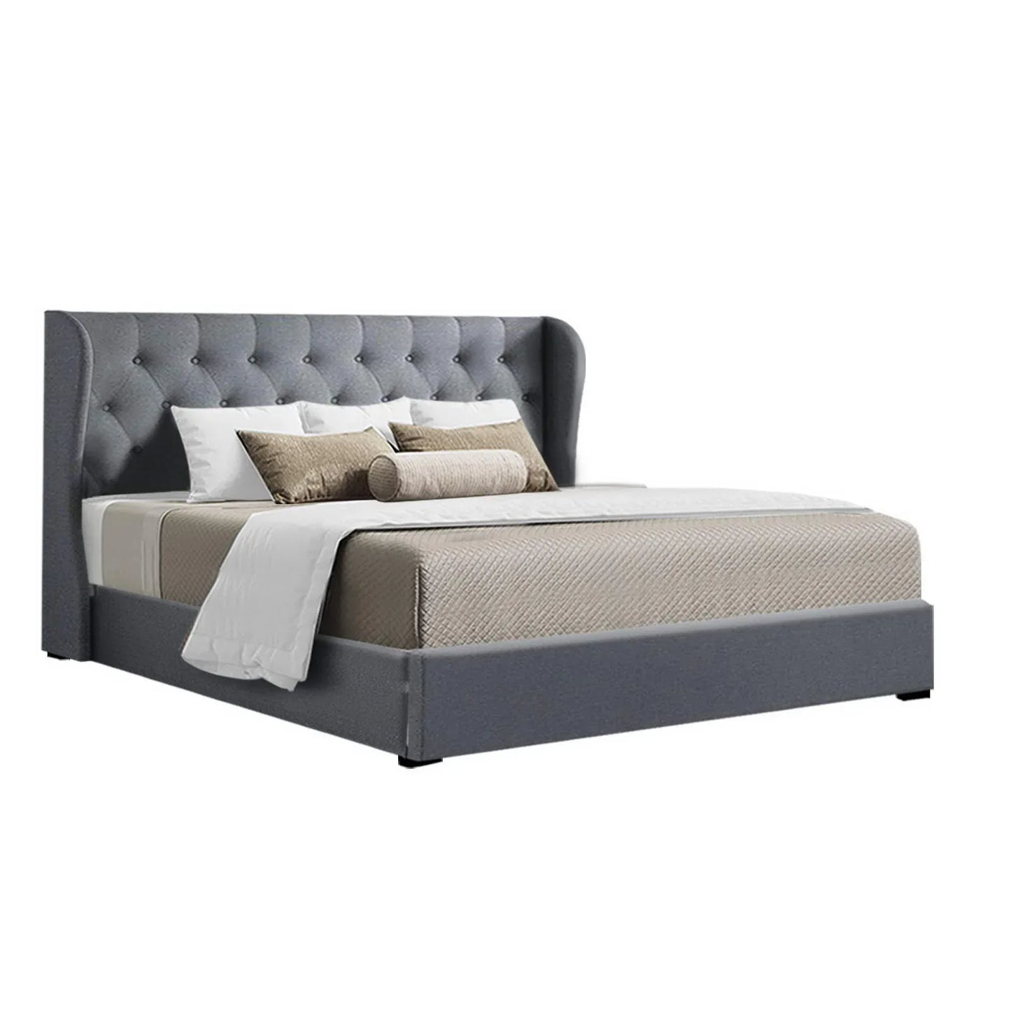 Artiss Bed Frame King Size Gas Lift Grey ISSA - Mekamart Australia