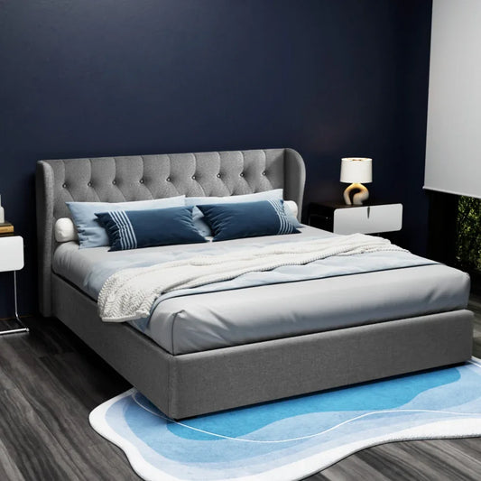 Artiss Bed Frame King Size Gas Lift Grey ISSA - Mekamart Australia
