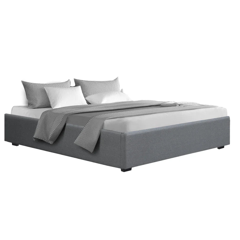 Artiss Bed Frame King Size Gas Lift Base Grey TOKI - Mekamart Australia