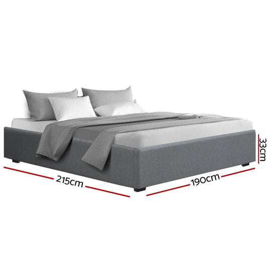 Artiss Bed Frame King Size Gas Lift Base Grey TOKI - Mekamart Australia