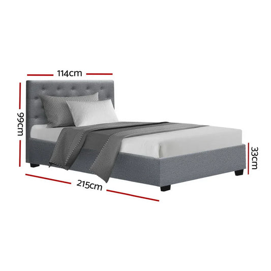 Artiss Bed Frame King Single Size Gas Lift Grey VILA - Mekamart Australia