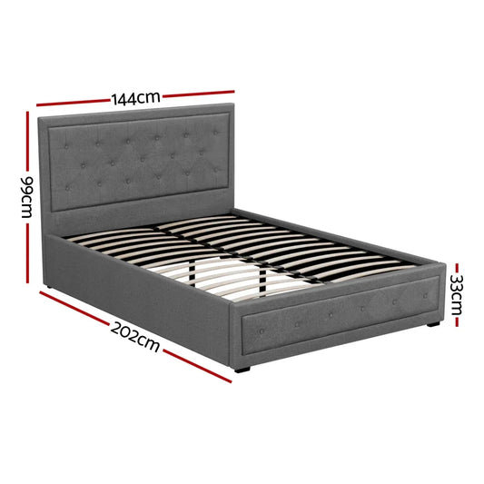 Artiss Bed Frame Double Size Gas Lift Grey TIYO - Mekamart Australia