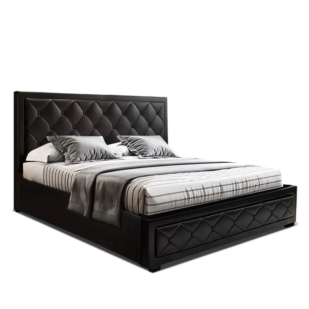 Artiss Bed Frame Queen Size Gas Lift Black TIYO - Mekamart Australia