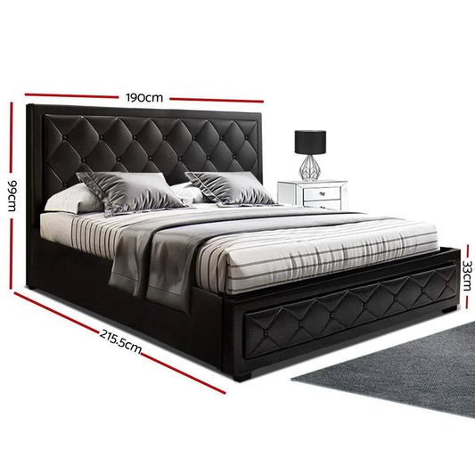 Artiss Bed Frame King Size Gas Lift Black TIYO - Mekamart Australia