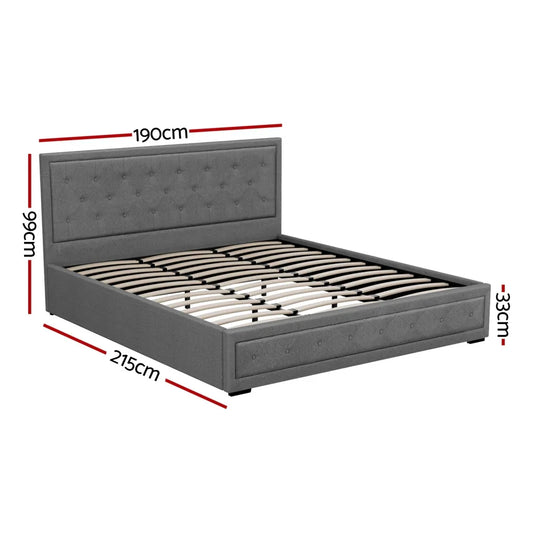 Artiss Bed Frame King Size Gas Lift Grey TIYO - Mekamart Australia