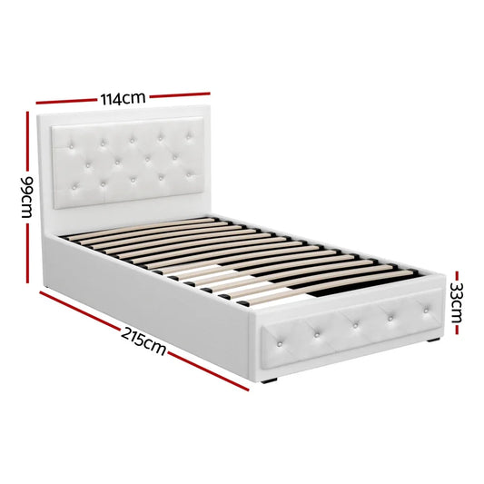 Artiss Bed Frame King Single Size Gas Lift White TIYO - Mekamart Australia